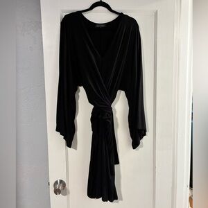 Eloquii Black Dolman Sleeve Midi Wrap Dress 14/16